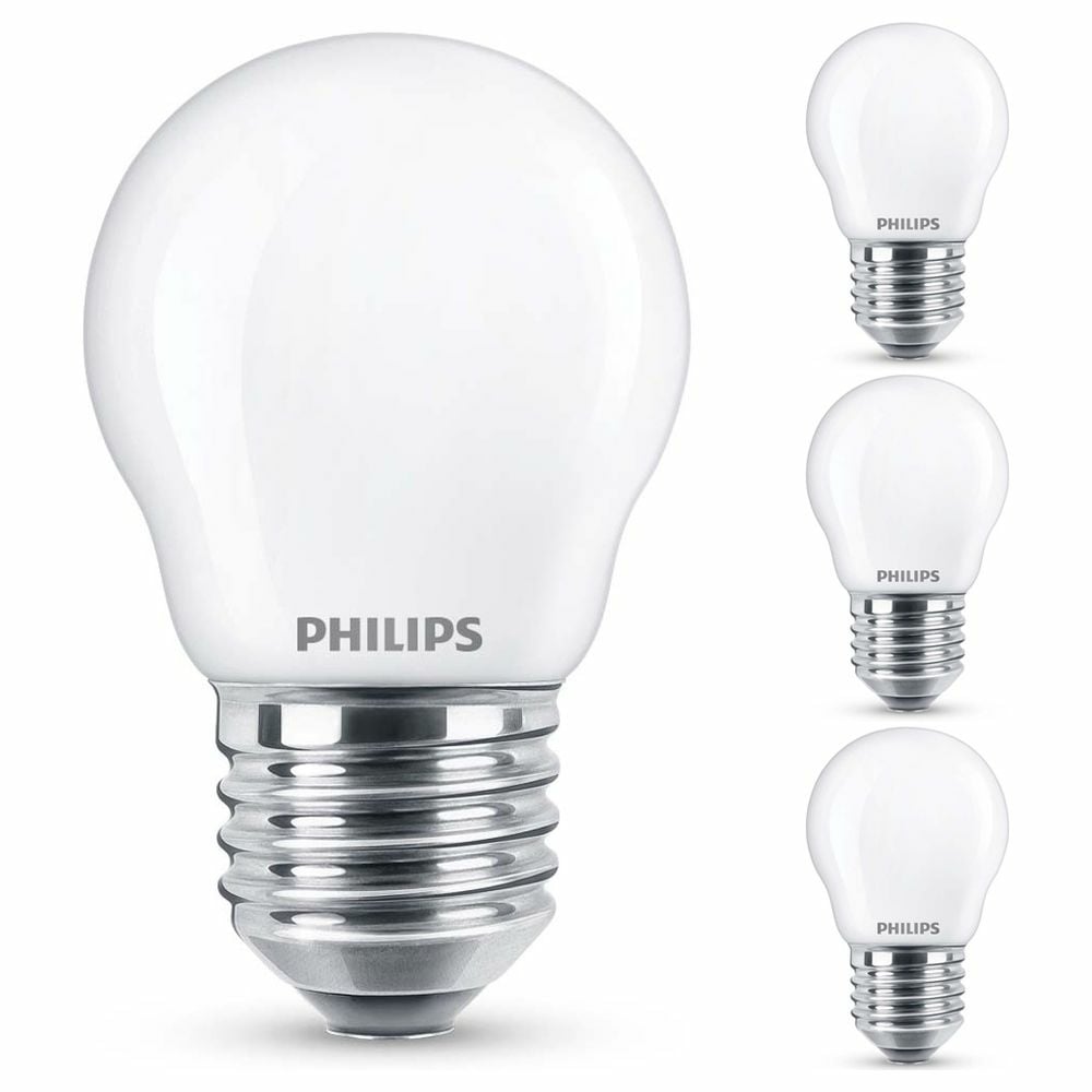 Philips LED Lampe ersetzt 40W, E27 Tropfenform P45, wei, neutralwei, 470 Lumen, nicht dimmbar, 4er Pack