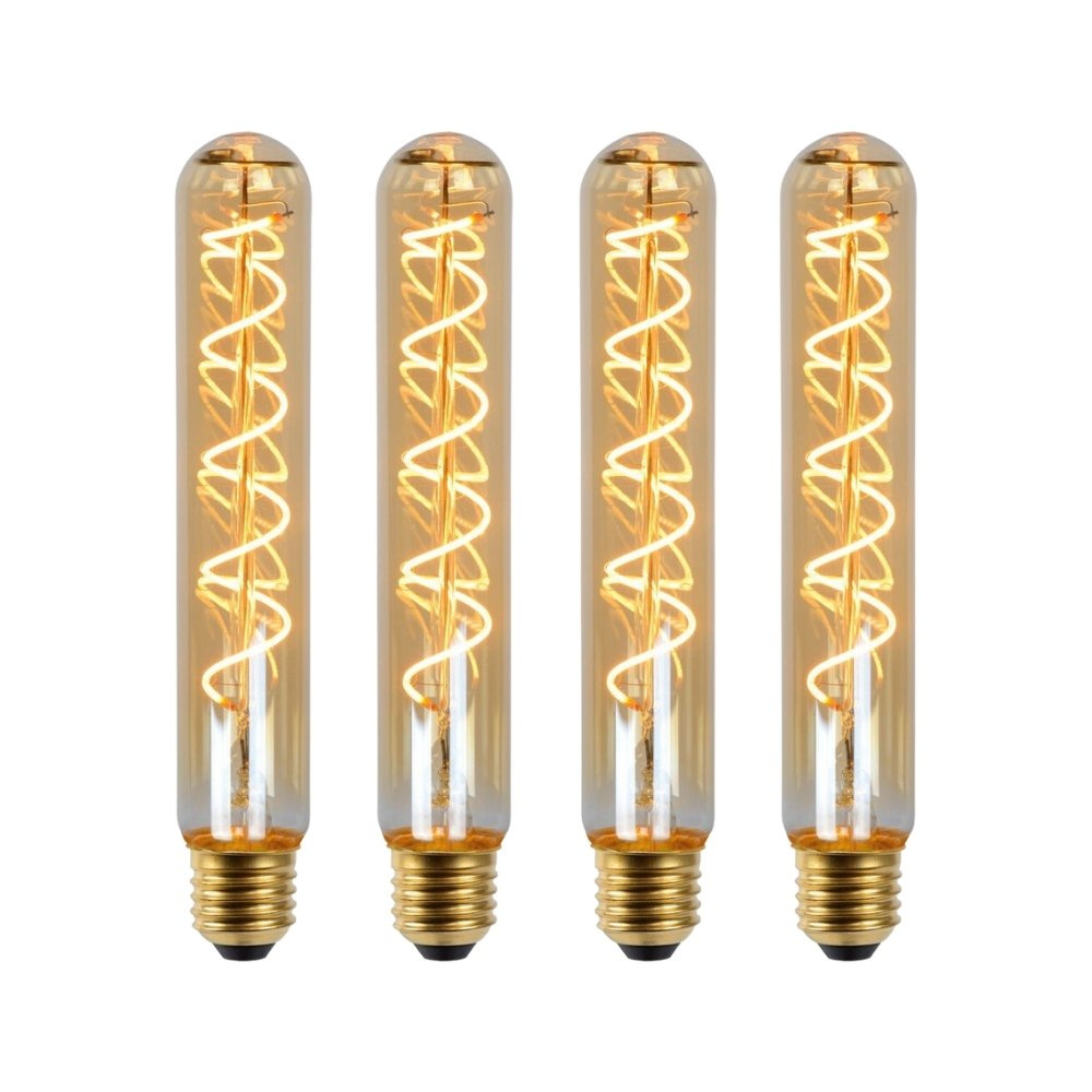 Vintage LED Lampe, dimmbar, E27, Rhre T32, Filament, 5W, 260lm, 2200K 4er-Pack